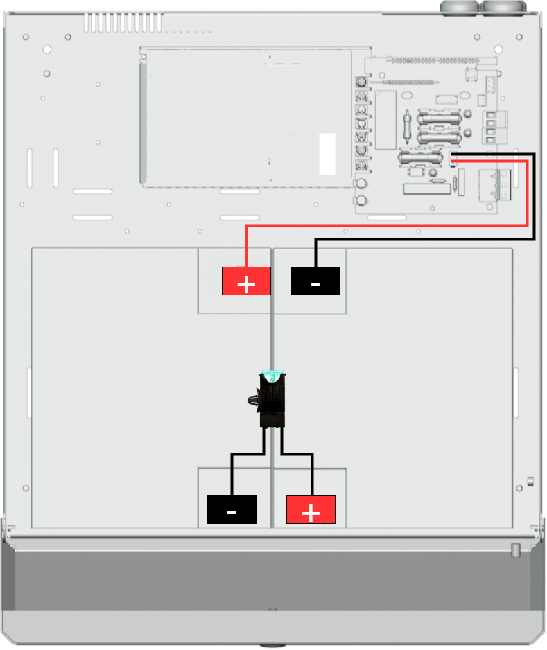 Slide the battery from the side with the battery terminals toward the center.
