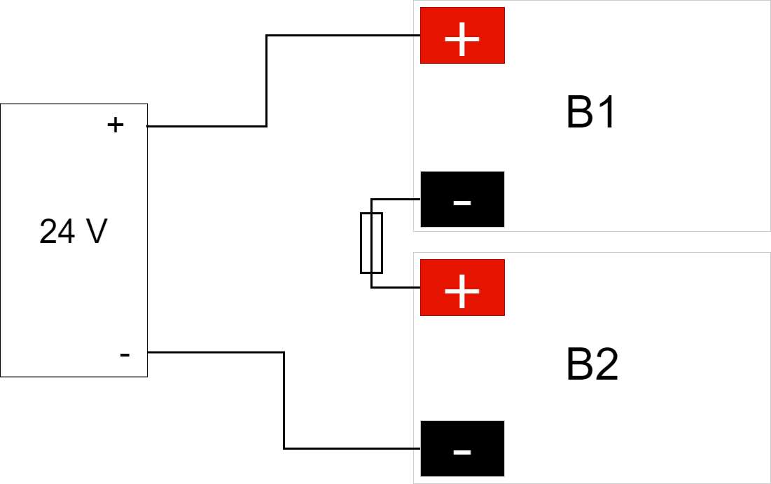 Koblingsskjema for batterier i batteri-backup