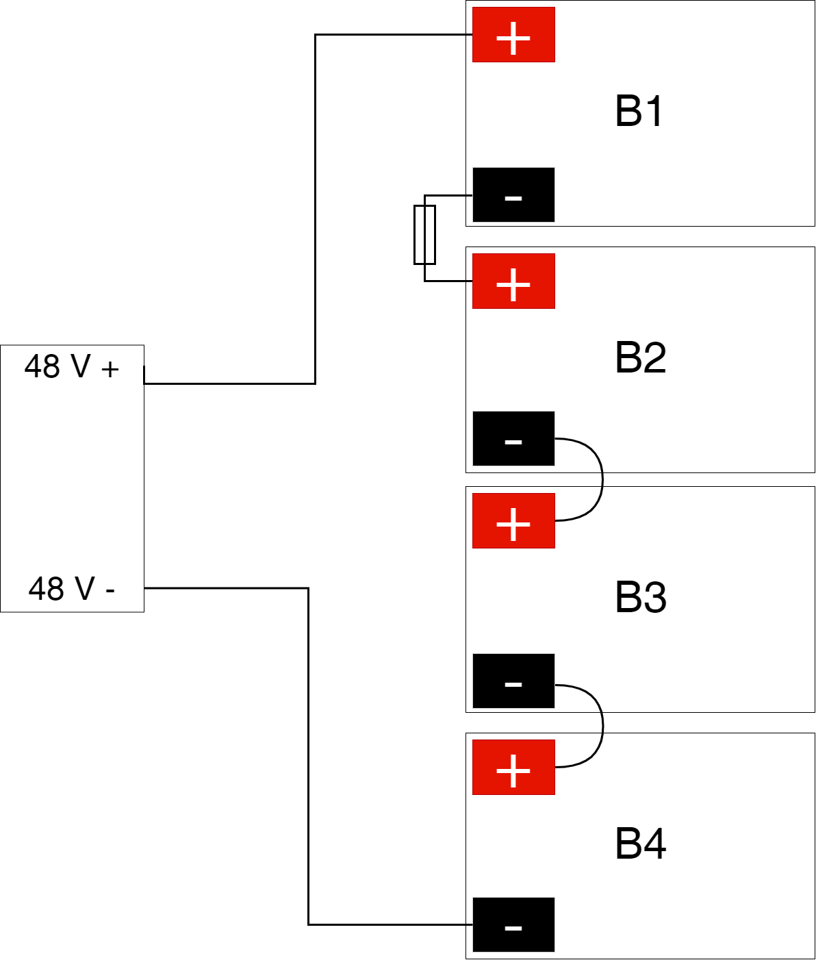 Wiring diagram for batteries in battery backup