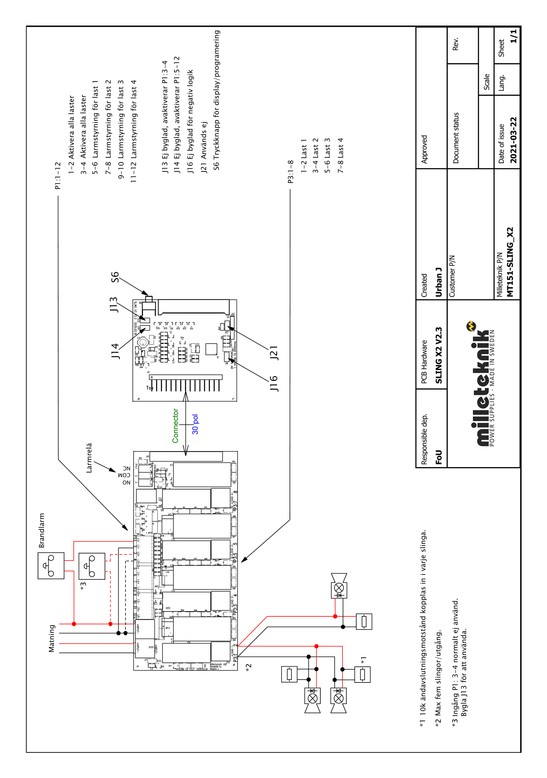 Wiring diagram Fire module 4 outputs